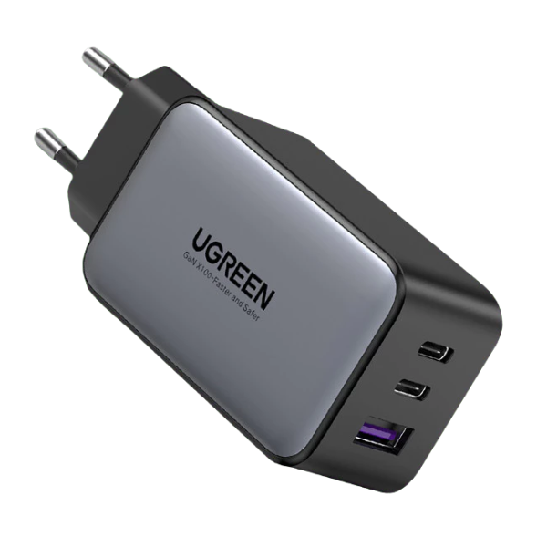 Củ sạc nhanh Ugreen GaN Nexode 3 cổng (EU 2C 1A) 65W CD244 10335
