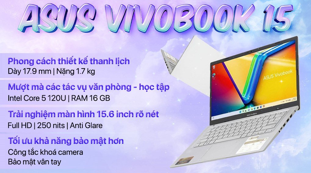 Laptop Asus Vivobook 15 X1504VA Core 5 120U/16GB/512GB/Win11 (BQ285W)