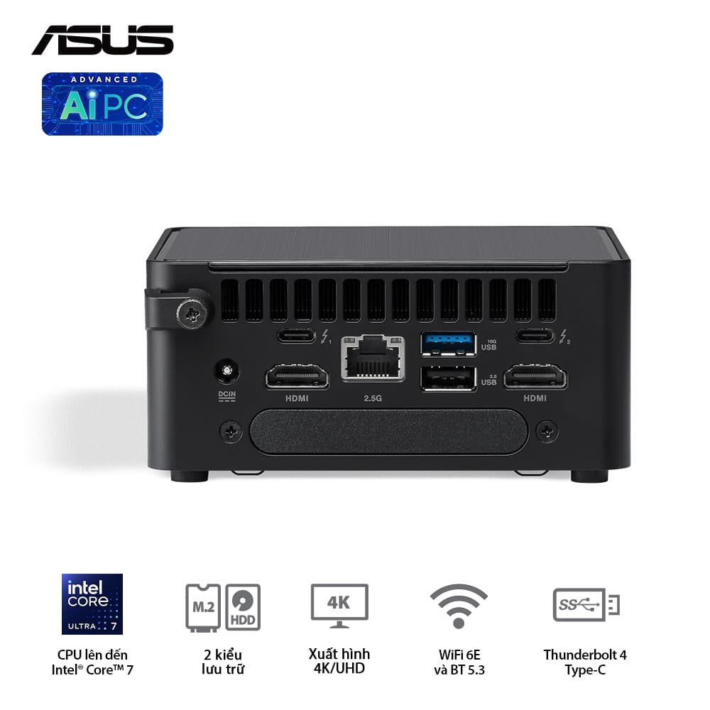 Mini PC Asus NUC 14 Pro Tall NUC14RVHU7 (Core Ultra 7 155H/NoOS/3Y)
