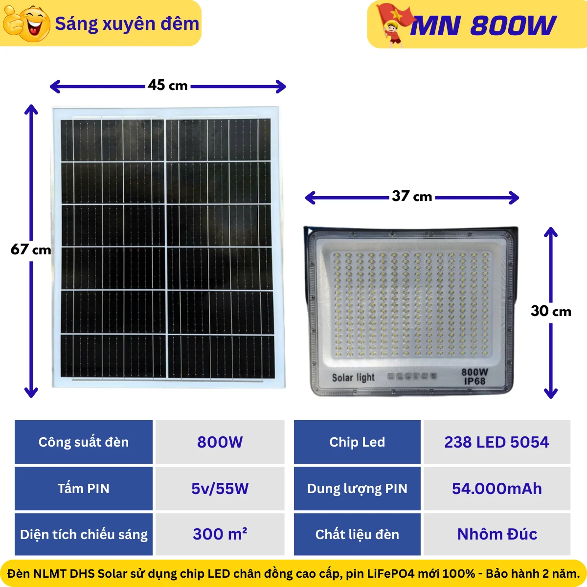 Đèn năng lượng mặt trời trong nhà Mắt Ngọc 800W – MN800
